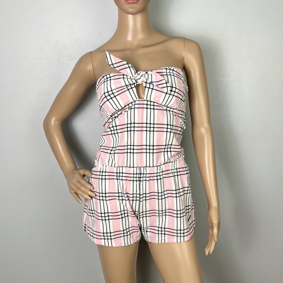MORGAN LANE STRAPLESS PLAID PRINT ROMPER - Picture 2 of 5